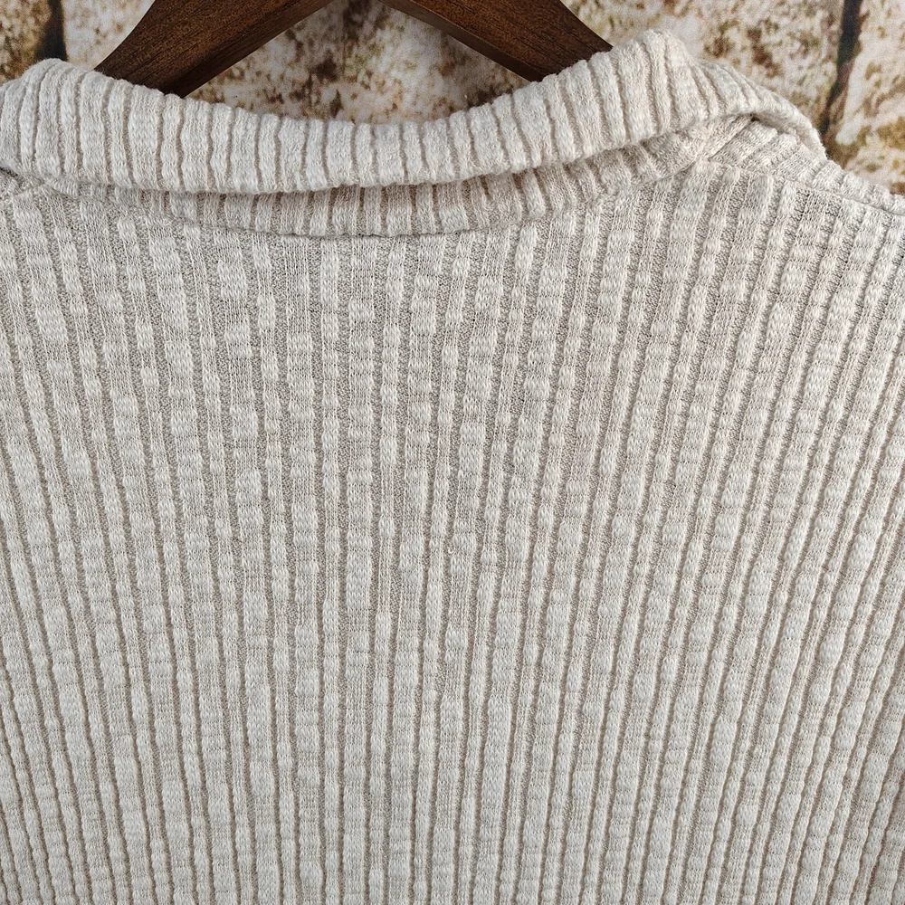 H&M Cream And White Textured Mini Shirt Dress With Collar Women's Size Small - Picture 12 of 12